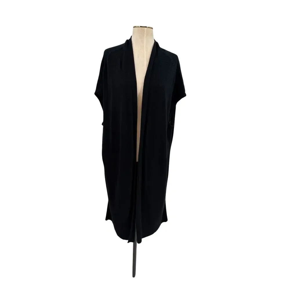 Vince‎ Black Cashmere Wool Open Front Duster Cardigan Sweater Size Large
